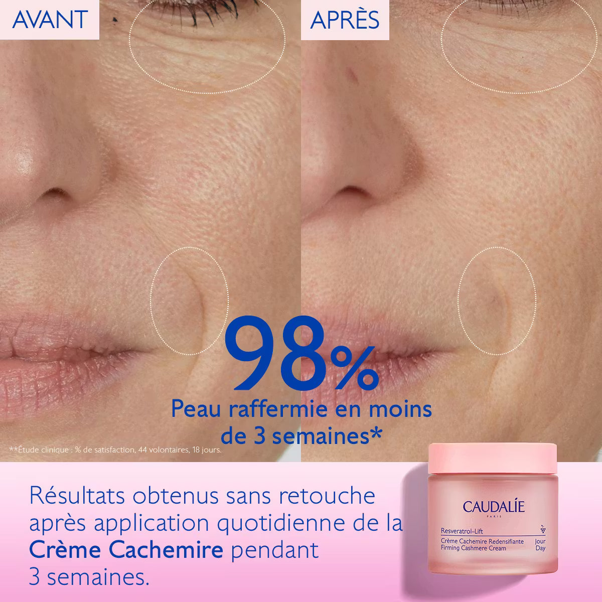 Caudalie Crème Cachemire Redensifiante au Resvératrol, alternative au Rétinol - Recharge
