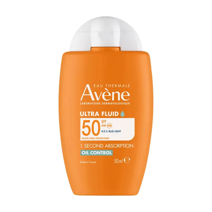 Avène SOLAIRE - Ultra Fluid Oil Control SPF50 Sans Parfum - Visage - Peaux Sensibles, 50ml