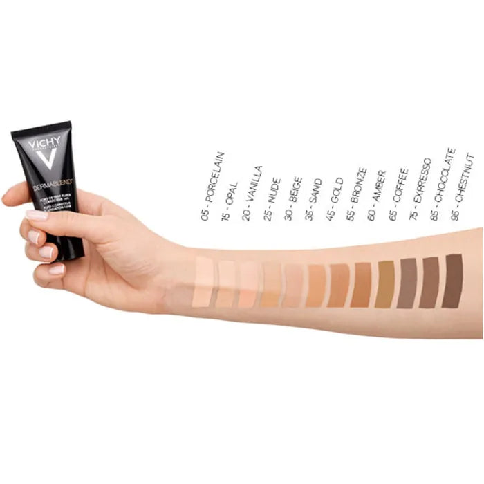 Vichy DERMABLEND - 25 - Fond de Teint Fluide Correcteur peaux Normales à Sèches Nude, 30ml