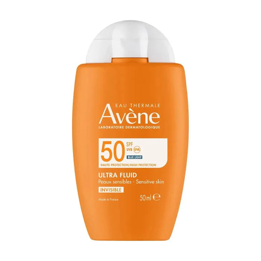 Avène SOLAIRE - Ultra Fluid Invisible SPF50 Sans Parfum - Visage - Peaux Sensibles, 50ml