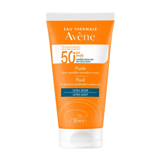 Avène SOLAIRE - Fluide Ultra Léger SPF50+ - Visage - Peaux Sensibles Normales à Mixtes, 50ml