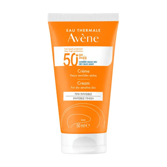 Avène SOLAIRE - Crème Fini Invisible SPF50+ - Visage - Peaux Sensibles et Sèches, 50ml