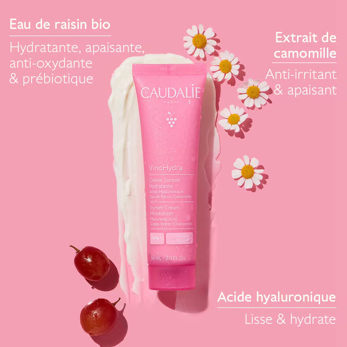 Caudalie VinoHydra Crème Sorbet Hydratante à l'Acide Hyaluronique & Camomille