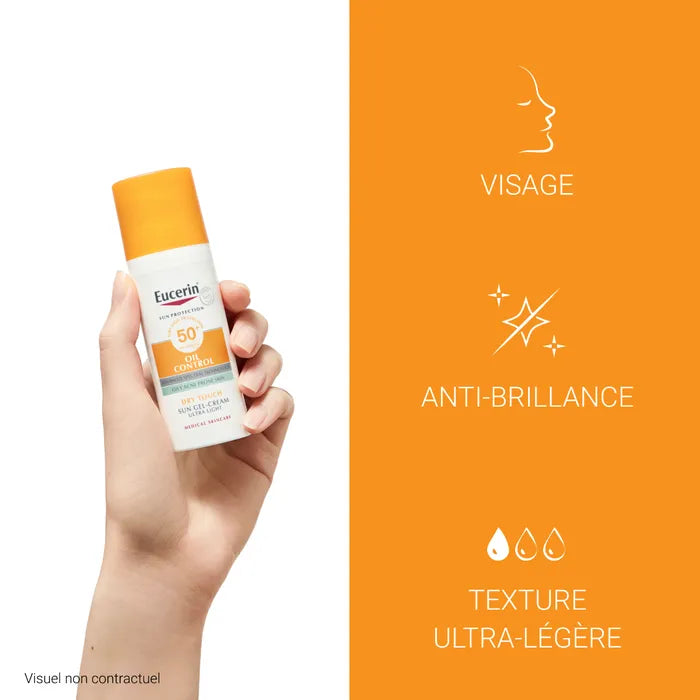 EUCERIN SUN PROTECTION - Sun Gel-Crème Oil Control SPF50+ Toucher Sec - Visage - Peaux à Imperfections, 50ml