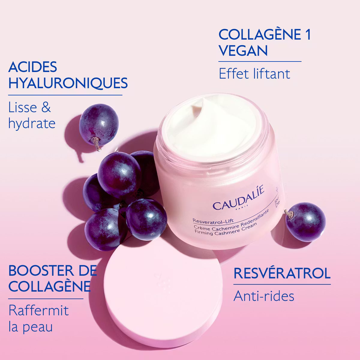 Caudalie Crème Cachemire Redensifiante au Resvératrol, alternative au Rétinol - Recharge