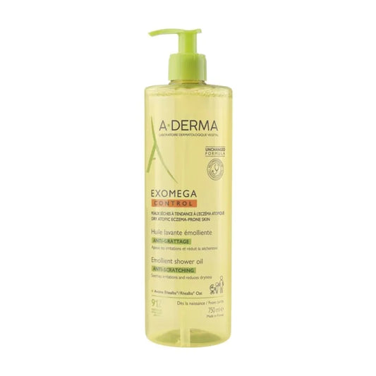 A-derma EXOMEGA CONTROL - Huile Lavante Émolliente Anti-Grattage - Visage et Corps - Peaux Sèches à Tendance Atopique, 750ml