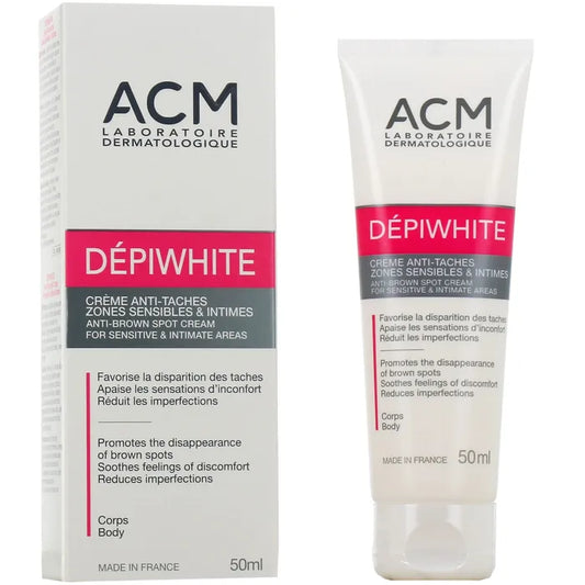 Acm DEPIWHITE - Crème Anti-Taches Zones Sensibles et Intimes - Corps - Tous Types de Peaux, 50ml