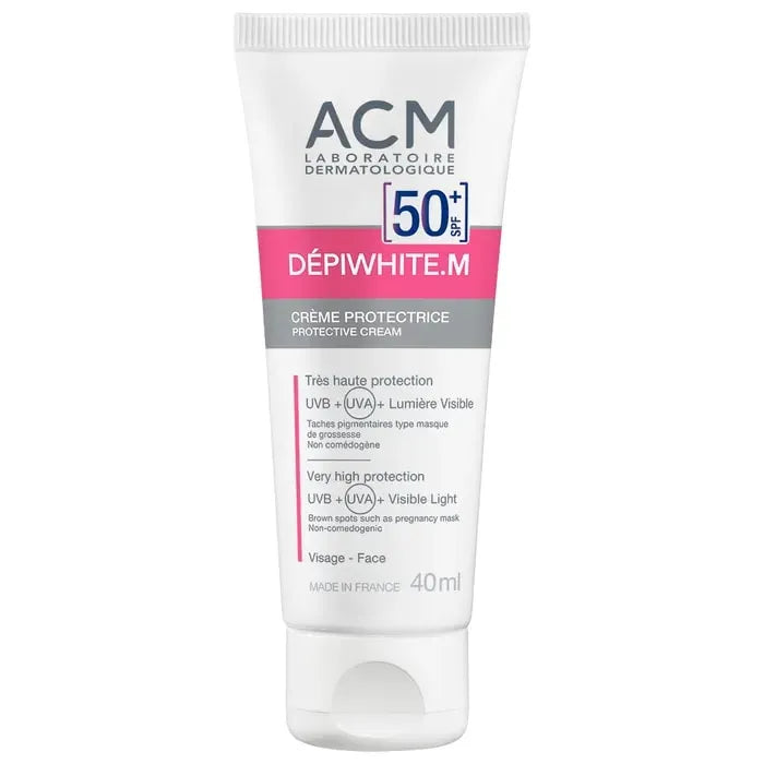 Acm DÉPIWHITE M - Crème Solaire Protectrice Invisible SPF50+ - Visage - Tous Types de Peaux, 40ml