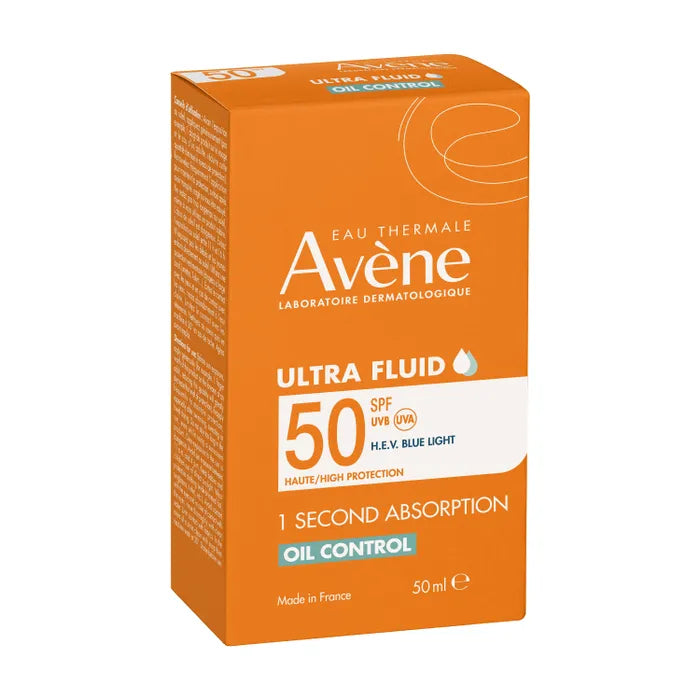 Avène SOLAIRE - Ultra Fluid Oil Control SPF50 Sans Parfum - Visage - Peaux Sensibles, 50ml