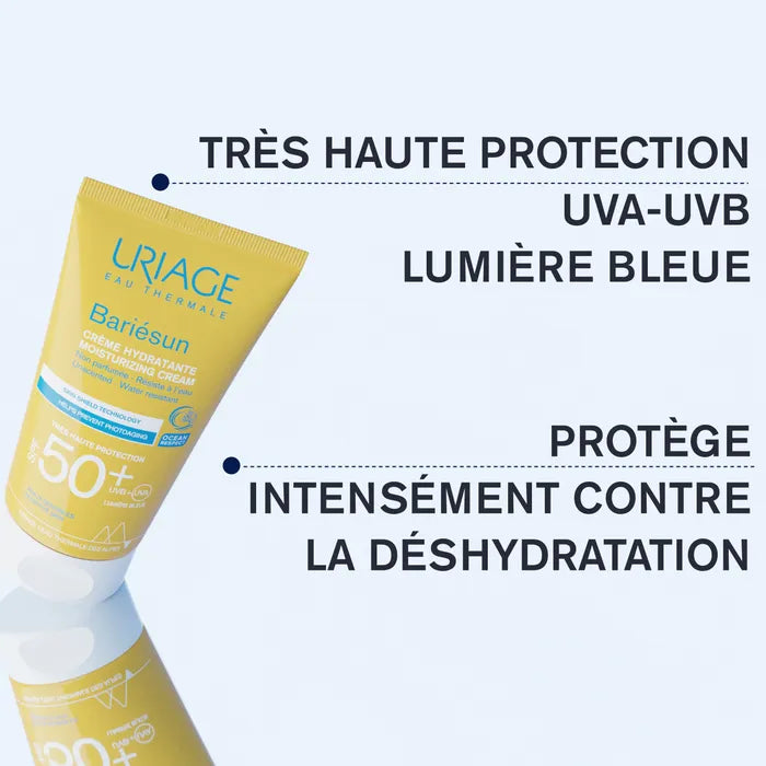 Uriage BARIÉSUN - Crème Solaire Hydratante SPF50+ - Visage - Peaux Sensibles, 50ml