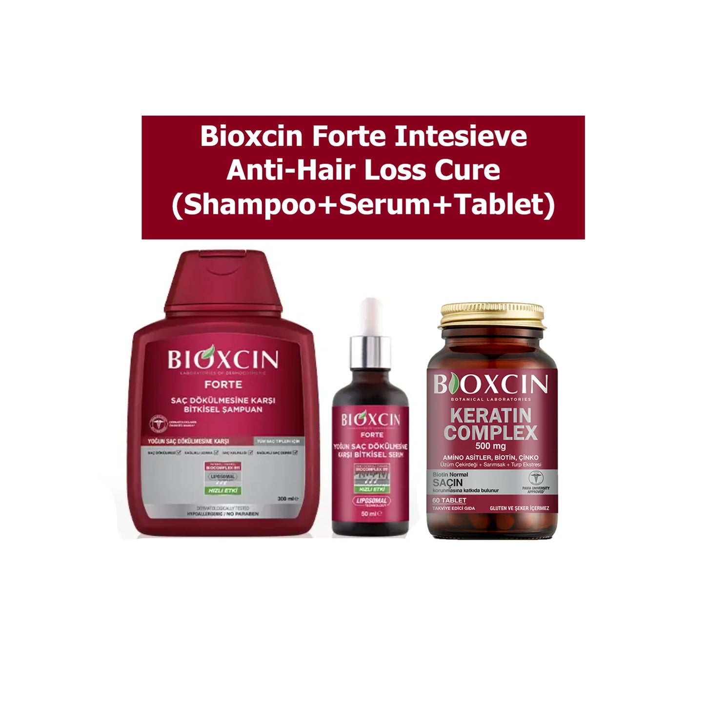 Bioxcin Kit de Soin Intensif (Comprimés + Shampooing + Sérum)