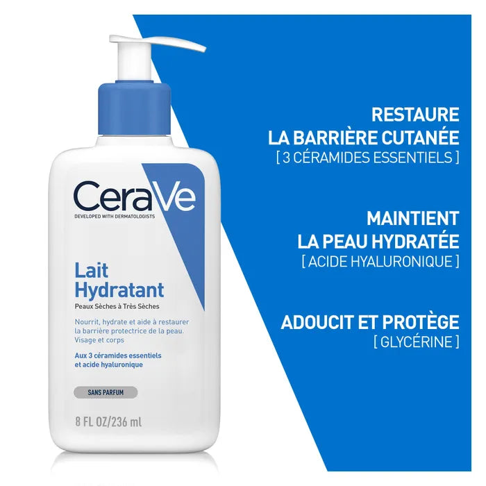 CeraVe Lait Hydratant Visage et Corps Pour les Peaux Sèches à Très Sèches, 473ml