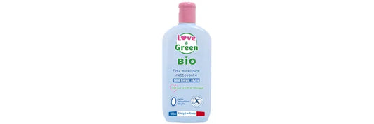 Love & Green Eau Micellaire Nettoyante Bio - Peaux Sensibles à Réactives, 500ml