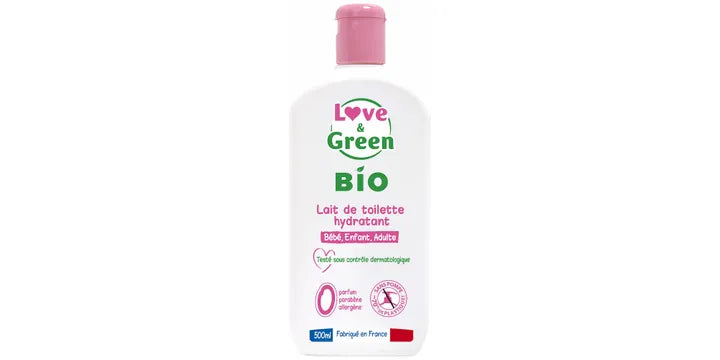 Love & Green Lait de Toilette Hydratant Bio, 500ml