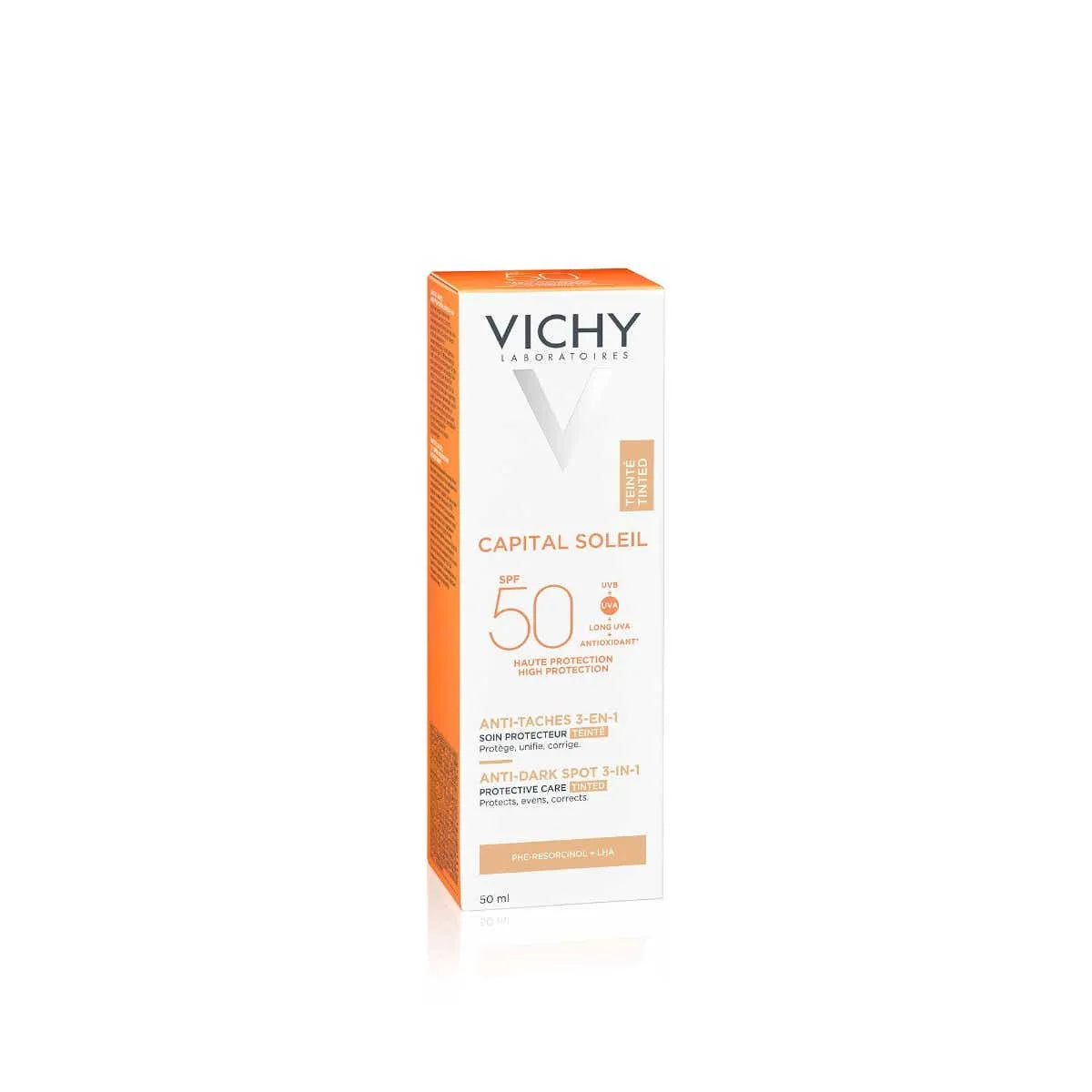 VICHY CAPITAL SOLEIL - SPF 50+ Soin Solaire Anti-Taches Teinté 3-en-1, 50ml