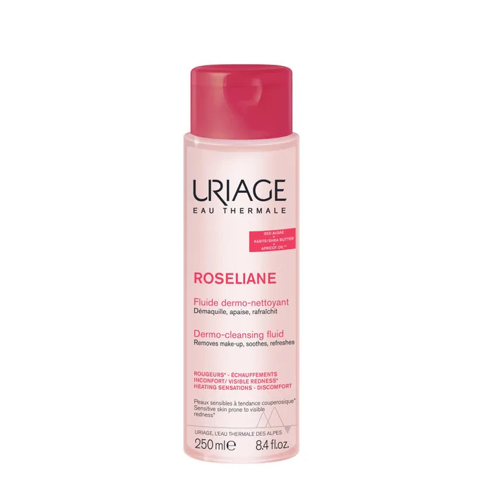 Uriage ROSELIANE - Fluide Dermo-Nettoyant - Visage - Peaux Sensibles à Tendance Couperosique, 250ml