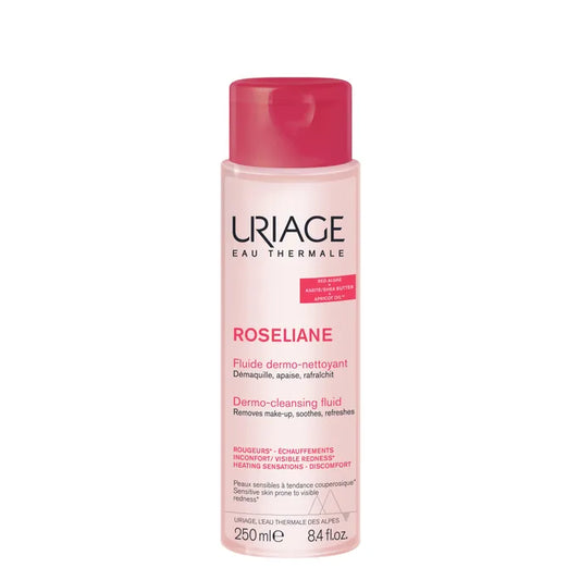 Uriage ROSELIANE - Fluide Dermo-Nettoyant - Visage - Peaux Sensibles à Tendance Couperosique, 250ml