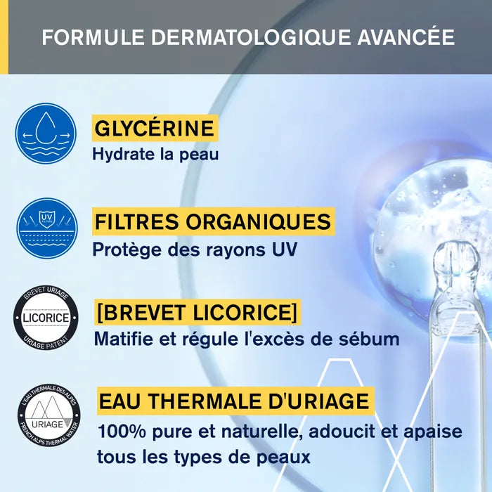 Uriage BARIÉSUN - Fluide Solaire Matifiant SPF50+ - Visage - Peaux Mixtes à Grasses, 40ml
