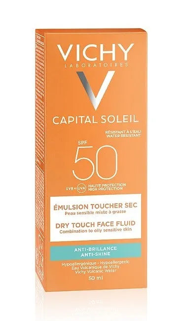 VICHY CAPITAL SOLEIL – SPF50 Emulsion Solaire Toucher Sec, Visage, 50m