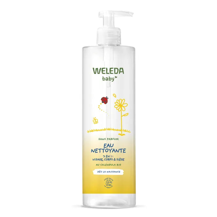 Weleda BÉBÉ - Eau Nettoyante 3-en-1 Sans Parfum Bio - Visage, Corps et Siège, 400ml